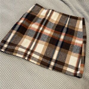 NWOT SHEIN Plaid Mini Skirt in Brown and Cream